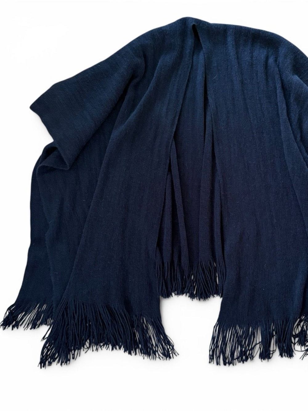 Black Knit Fringe Shawl Poncho